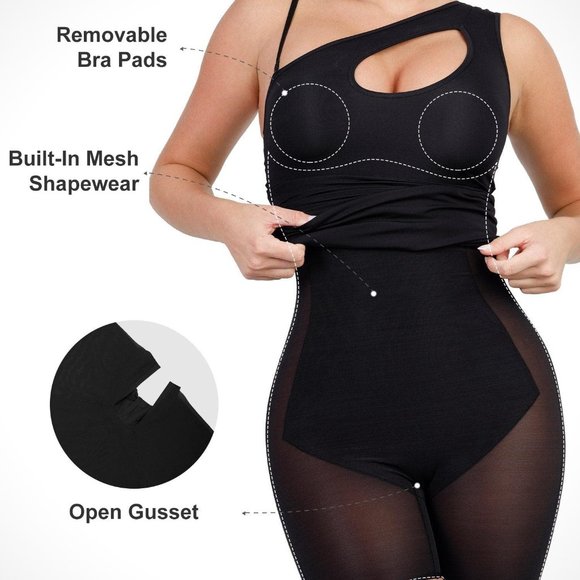 Popilush Built-In Shapewear One Shoulder Cutout Mini Dress - Picture 2 of 3